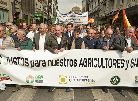 El alcalde de Granada, Luis Salvador, en la manifestación por la crisis del campo, el pasado miércoles (AYUNTAMIENTO) 