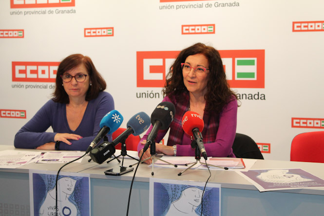Eva Calderón y Maria José López Garrido en rueda de prensa (CCOO) 