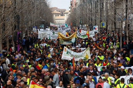 Imagen de la manifestación celebrada por los agricultores en Granada en febrero (ÁLEX CÁMARA/EUROPA PRESS) Imagen de la manifestación celebrada por los agricultores en Granada en febrero (ÁLEX CÁMARA/EUROPA PRESS)