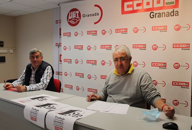 Ruda de prensa conjunta de UGT y CCO (CCOO)