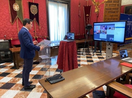 El alcalde de Granada, Luis Salvador, en rueda de prensa telemática (AYUNTAMIENTO) El alcalde de Granada, Luis Salvador, en rueda de prensa telemática (AYUNTAMIENTO)