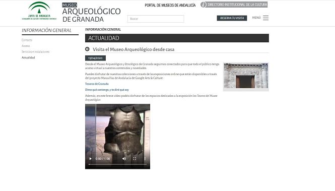 Captura de la visita virtual al Arqueológico de Granada desde su web (EUROPA PRESS) 