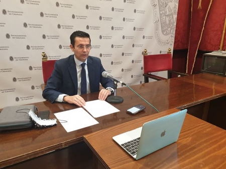 Imagen de la rueda de prensa de Francisco Cuenca (PSOE) 