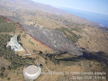 Superficie afectada por el fuego en Polopos (INFOCA) 