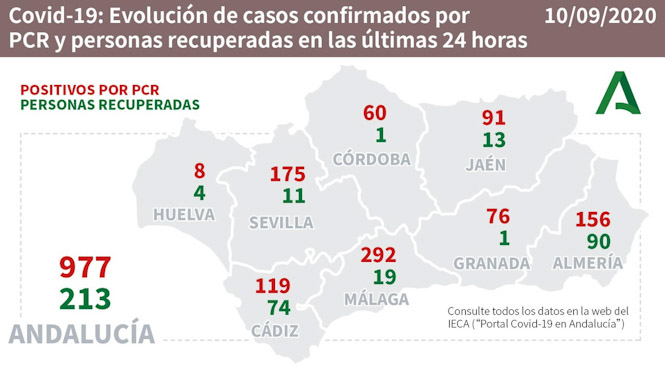 Evolución diaria de la pandemia en Andalucia (JUNTA DE ANDALUCÍA)