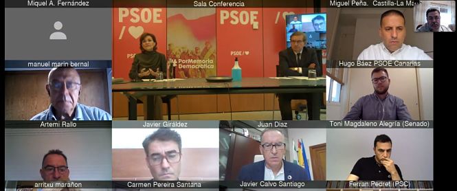 Imagen del encuentro telemático (PSOE)
