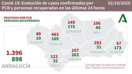 Evolución diaria de la pandemia en Andalucia (JUNTA DE ANDALUCIA)