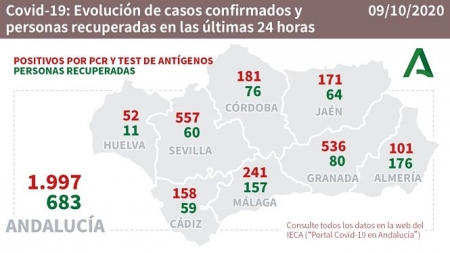 Evolución diaria de la pandemia en Andalucia (JUNTA DE ANDALUCIA)