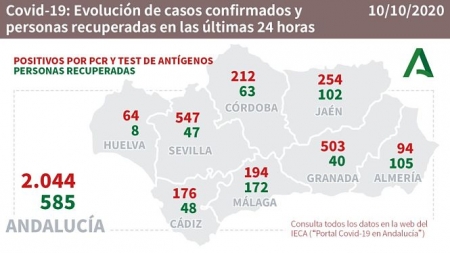 Evolución diaria de la pandemia en Andalucía (JUNTA DE ANDALUCÍA) 