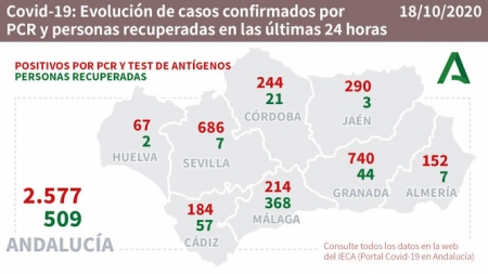 Evolución diaria de la pandemia en Andalucía (JUNTA DE ANDALUCÍA) 