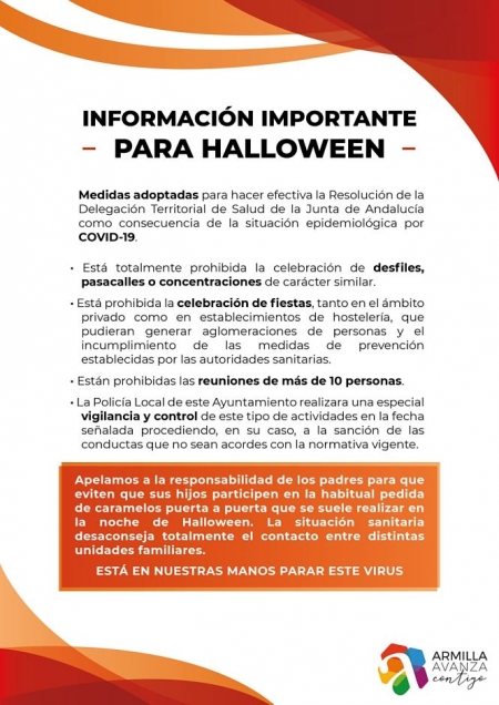 Armilla ha prohibido las fiestas de Halloween (AYTO. ARMILLA) Armilla ha prohibido las fiestas de Halloween (AYTO. ARMILLA)