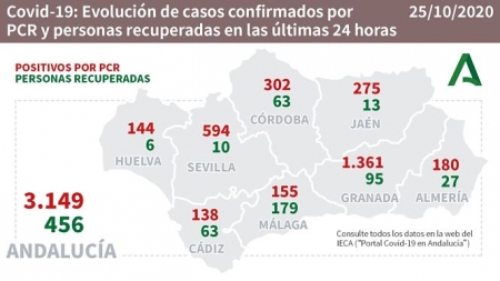 Evolución diaria de la pandemia en Andalucía (JUNTA DE ANDALUCÍA) 