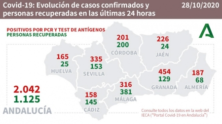 Evolución diaria de la pandemia en Andalucia (JUNTA DE ANDALUCÍA)