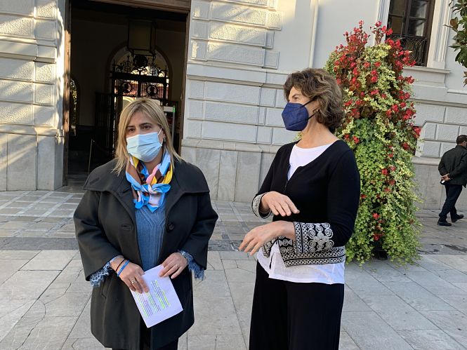 Nuria Gutierrez y Elisa Cabrerizo en la presentación de la moción (PSOE)