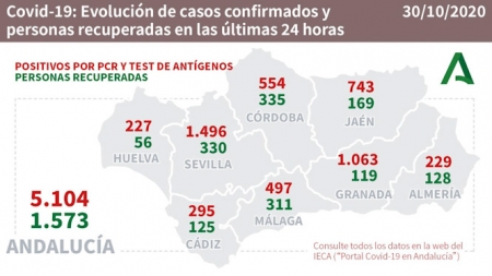 Evolución diaria de la pandemia en Andalucia (JUNTA)