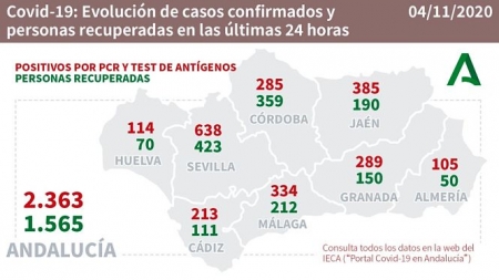 Evolución diaria de la pandemia en ANdalucia (JUNTA DE ANDALUCIA)
