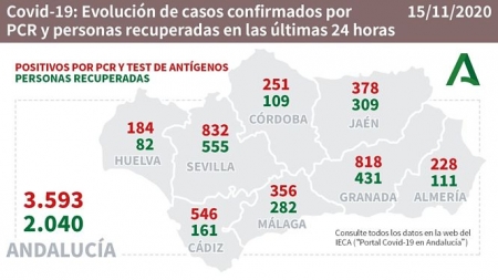 Evolución diaria de la pandemia en Andalucía (JUNTA DE ANDALUCÍA) 