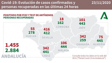 Evolución diaria de la pandemia en Andalucia (JUNTA)