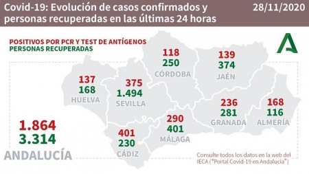 Evolución diaria de la pandemia en Andalucía (JUNTA DE ANDALUCÍA) 