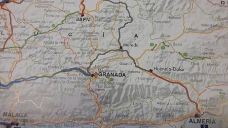 Plano que incluye la línea ferroviaria Moreda-Granada (ADIF)