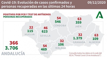 Evolución diaria de la pandemia en Andalucía (JUNTA DE ANDALUCÍA) 