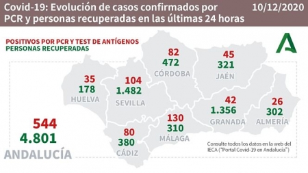 Evolución diaria de la pandemia en Andalucia (JUNTA)