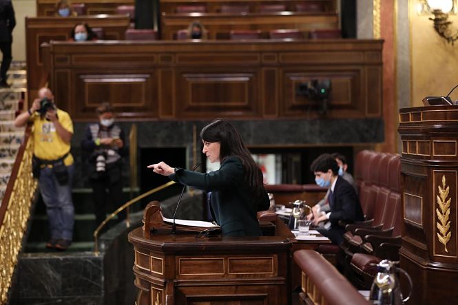 La Diputada Nacional de Vox, Macarena Olona, durante una intervención en el congreso (VOX)