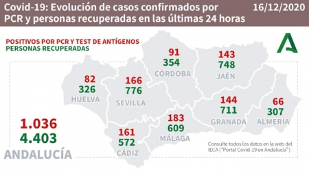 Evolución diaria de la pandemia en Andalucia (JUNTA)