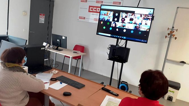 Imagen de la rueda de prensa telemática (CCOO)