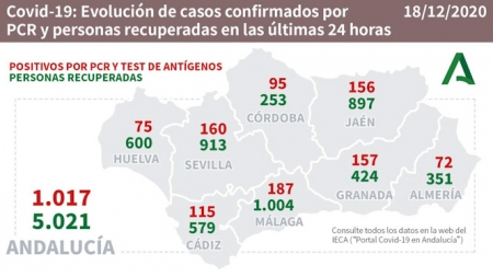 Evolución diaria de la pandemia en Andalucia (JUNTA)