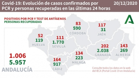 Evolución diaria de la pandemia en Andalucía (JUNTA DE ANDALUCÍA) 