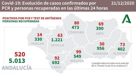 Evolución diaria de la pandemia en Andalucia (JUNTA)