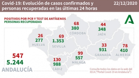Evolución diaria de la pandemia en Andalucía (JUNTA DE ANDALUCÍA) 