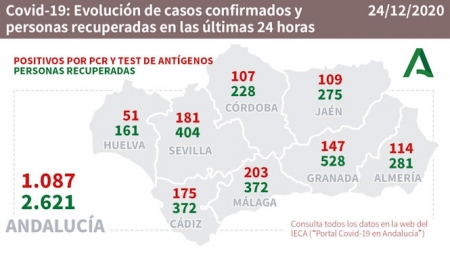 Evolución diaria de la pandemia en Andalucia (JUNTA)