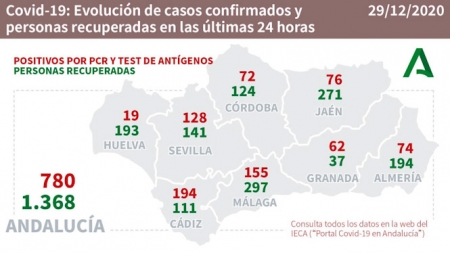 Evolución diaria de la pandemia en Andalucía (JUNTA DE ANDALUCÍA) 