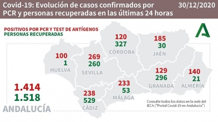 Evolución diaria de la pandemia en Andalucía (JUNTA DE ANDALUCÍA) 