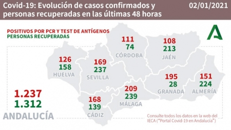 Evolución diaria de la pandemia en Andalucia (JUNTA)