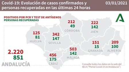 Evolución diaria de la pandemia en Andalucía (JUNTA DE ANDALUCÍA) 