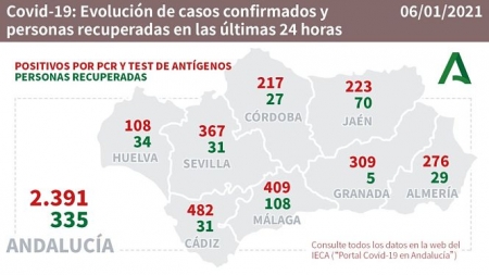Evolución diaria de la pandemia en Andalucía (JUNTA DE ANDALUCÍA) 