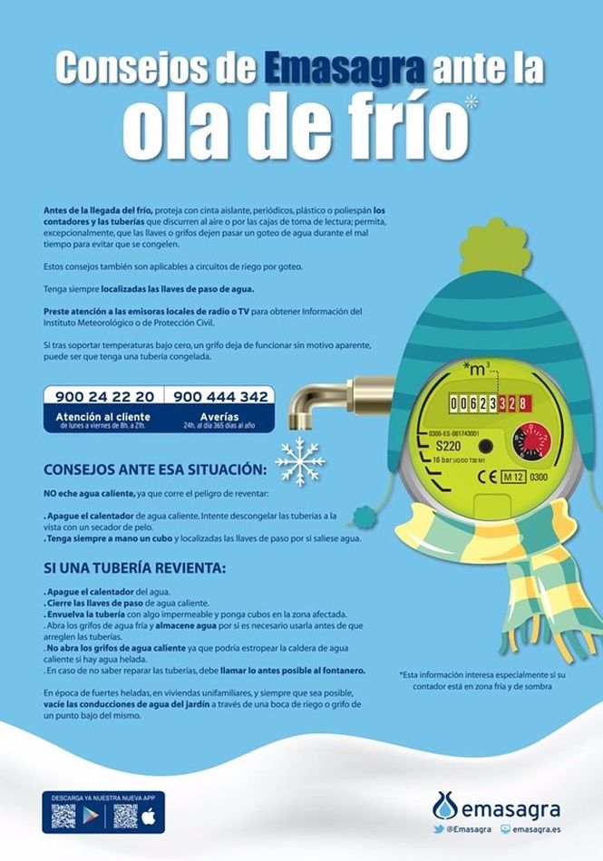 Campaña informativa para proteger contadores y tuberías (EMASAGRA) 