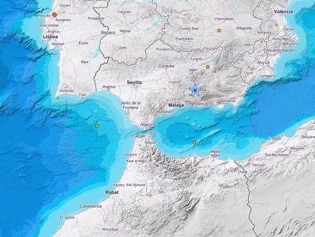 Mapa de terremotos de baja intensidad en Granada (IGN) 