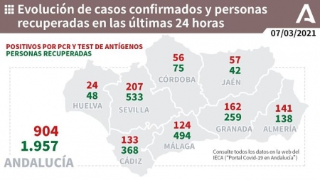 Evolución diaria de la pandemia en Andalucía (JUNTA DE ANDALUCÍA) 
