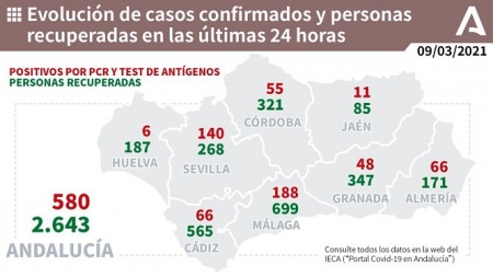 Evolución diaria de la pandemia en Andalucía (JUNTA DE ANDALUCÍA) 