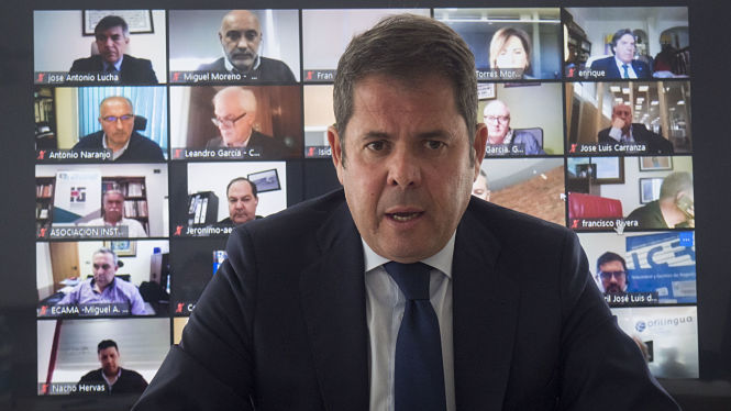 Gerardo Cuerva durante la concentración empresarial telemática (CGE)