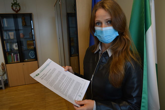 La delegada de Transformación Económica con el BOJA extraordinario que recoge las ayudas a pymes (JUNTA)