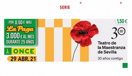 Cupón dedicado al 30 aniversario del Teatro de la Maestranza de Sevilla (ONCE)