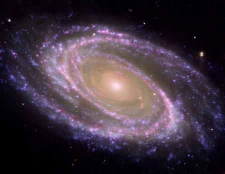 jemplo de galaxia espiral cercana, M81, donde se identifica fácilmente el bulbo, la parte central más rojiza, y el disco (UGR)