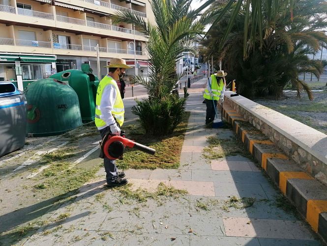 Trabajadores en los jardines del Paseo de Velilla (AYTO. ALMUÑÉCAR)