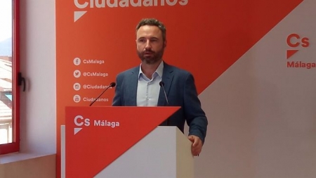 Guillermo Díaz, responsable de Comunicación de Cs en Andalucía, en rueda de prensa en una imagen de archivo (CS MÁLAGA) 