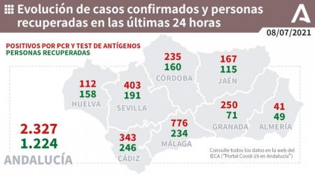 Evolución diaria de la pandemia en Andalucía (JUNTA DE ANDALUCÍA) 